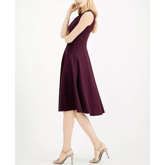 Calvin Klein Women's V-Neck Midi Dress - Purple 4 - Picture 8 of 8
